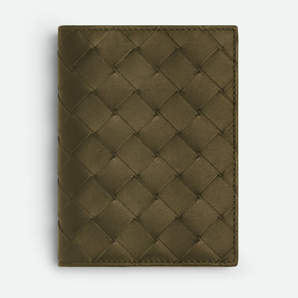 Bottega Veneta Intrecciato Flap Wallet - Olive Green